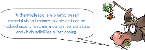 A thermoplastic is a plastic-based material that becomes pliable and can be  moulded once it reaches a certain temperature,  and solidifies after cooling. 